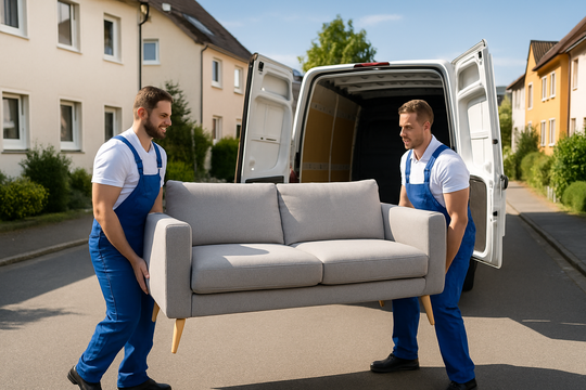Möbeltransport per Beiladung Regensburg – Sofa wird in den Transporter geladen